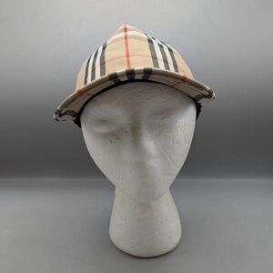 Burberry Beige Plaid Check Print Baseball Cap